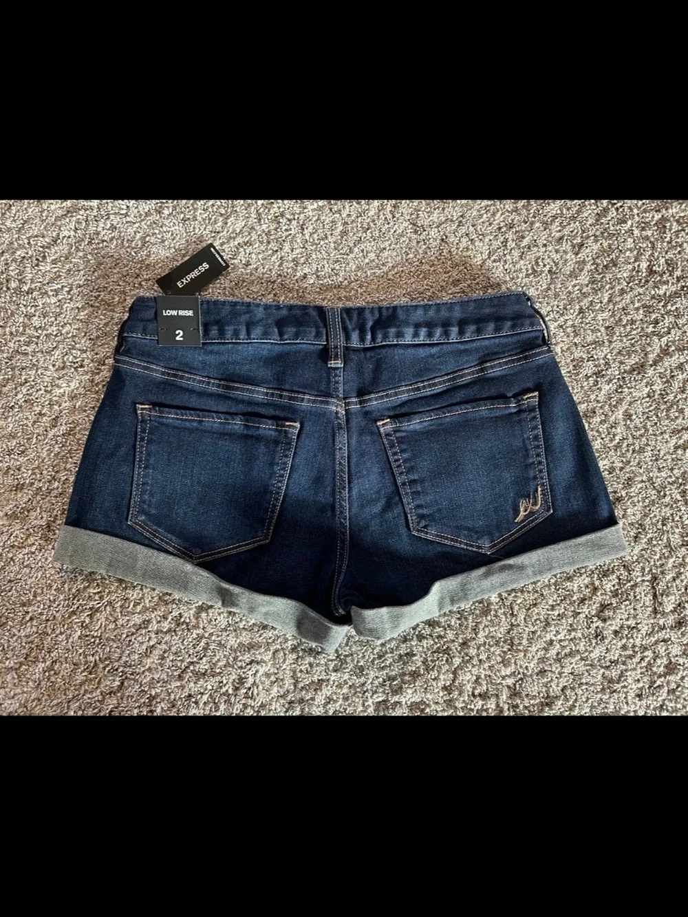 Express Women's Dark Blue Denim Jean Shorts size 2 - Picture 3 of 11